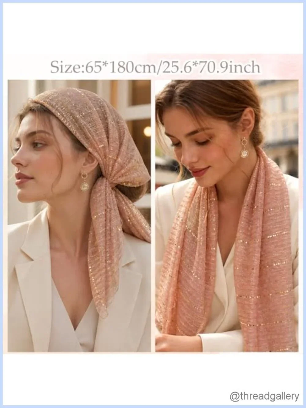 Womens Sequin Bandana Mesh Scarf Sheer Shiny Rave Shawl Wrap